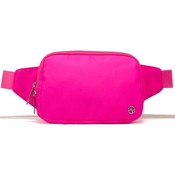 Sonic Pink Large Nylon Belt Bag with Adjustable Strap, Lightweight, Water-Resist - Picture 1 of 7
